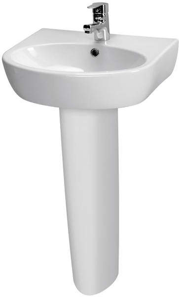 Premier Cairo 550mm Basin & Full Pedestal (1 Tap Hole).