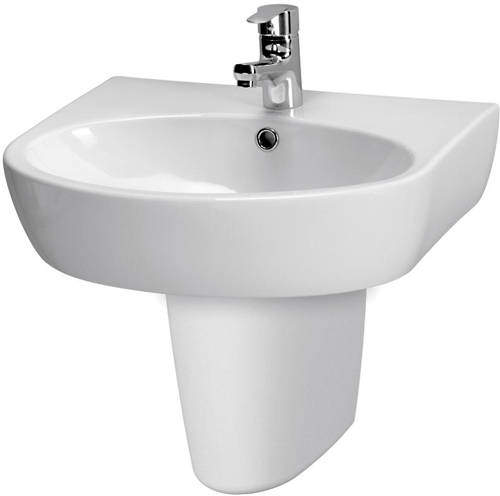 Premier Cairo 550mm Basin & Semi Pedestal (1 Tap Hole).