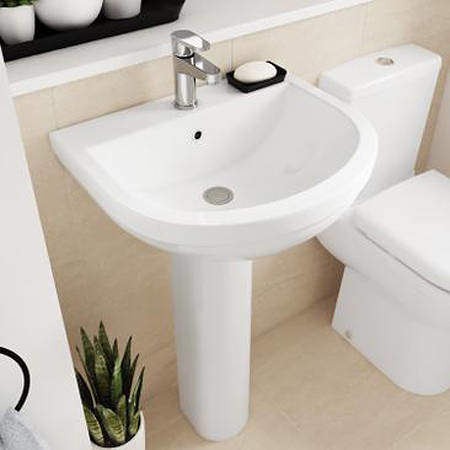 Crown Ceramics Ivo 500mm Basin & Full Pedestal (1 Tap Hole).