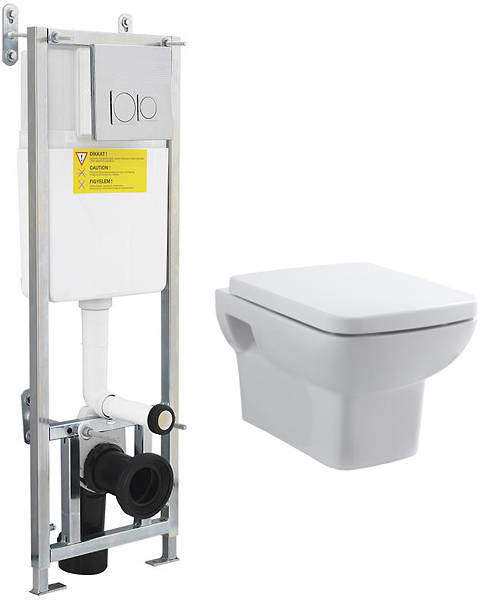Premier Ambrose Wall Hung Toilet Pan, Frame & Luxury Seat.