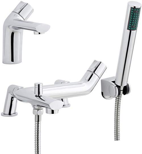 Ultra Nemesis Mono Basin & Bath Shower Mixer Tap Set With Shower Kit  (Chrome).