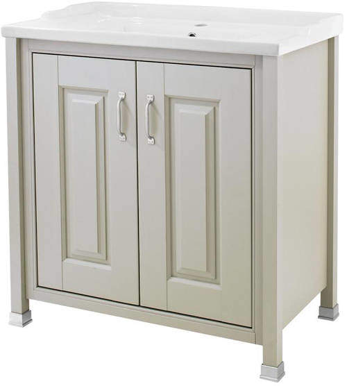 Old London Furniture Vanity Unit & Ceramic Basin 800mm (Stone Grey).