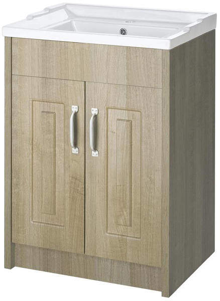 Old London York Vanity Unit & Ceramic Basin 600mm (Oak).