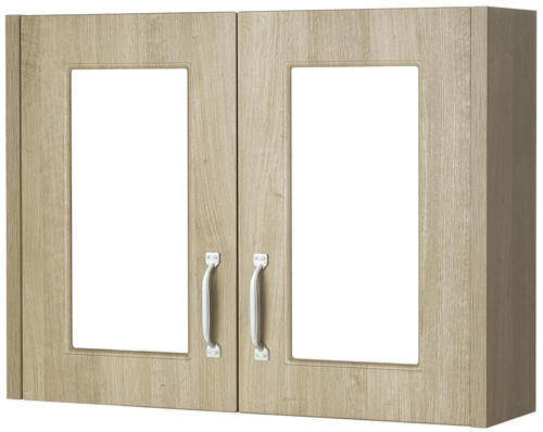 Old London York 2 Door Mirror Bathroom Cabinet 800mm (Oak).