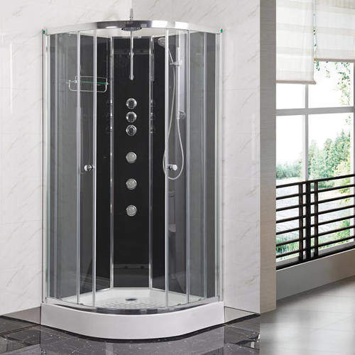 Nuie Enclosures Quadrant Shower Cabin 900x900mm (Black).