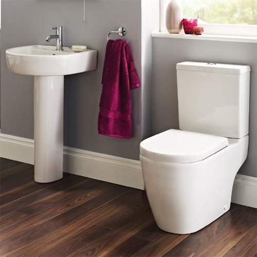 Ultra Orb Semi Flush To Wall Toilet With 420mm Basin, Full Pedestal & Seat.