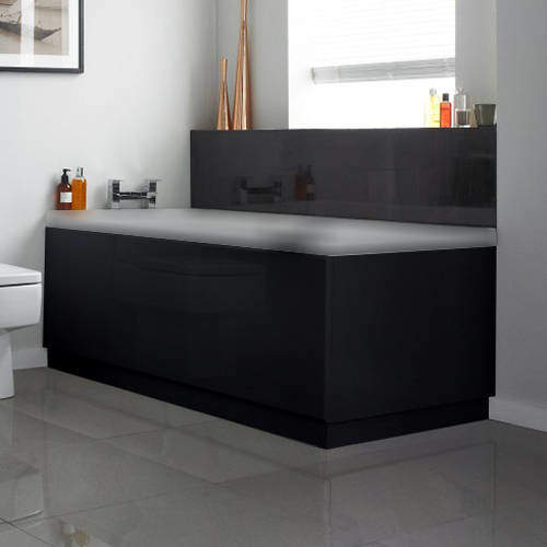 Hudson Reed Midnight Side & End Bath Panel Pack (Gloss Black, 1700x700).