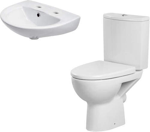 Premier Pandora Bathroom Suite With Toilet, 450mm Basin (2TH).