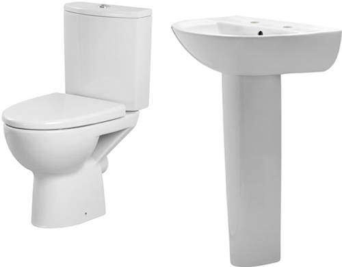 Premier Pandora Suite With Toilet, 550mm Basin & Full Pedestal (2TH).