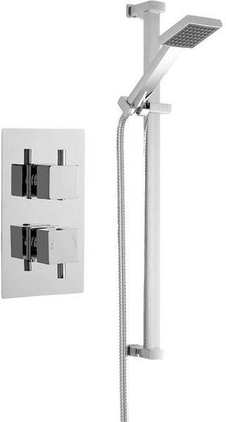 Premier Showers Twin Thermostatic Shower Valve & Slide Rail Kit (Chrome).