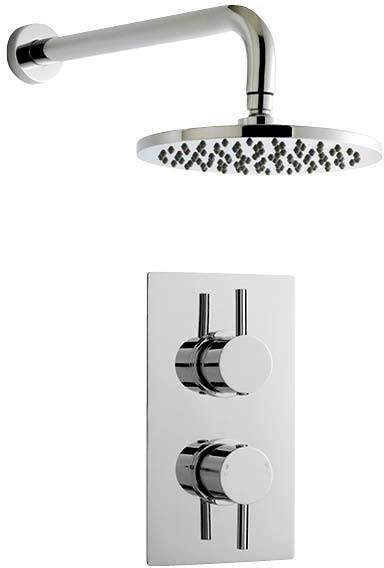 Premier Showers Twin Thermostatic Shower Valve & Round Head (Chrome).
