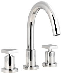Ultra Milo 3 Tap hole deck mounted bath filler with small swivel spout.