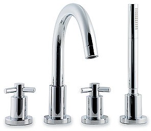 Ultra Aspect 4 Tap hole bath shower mixer with small swivel spout.