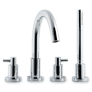 Ultra Horizon 4 Tap hole bath shower mixer with small swivel spout.