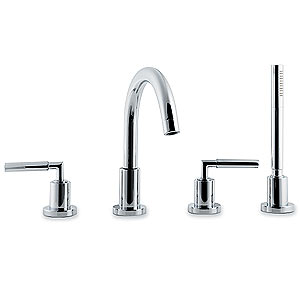 Ultra Helix Lever 4 Tap hole bath shower mixer with small swivel spout.