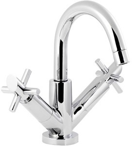 Ultra Scope Mono basin mixer with small spout and pop up waste.