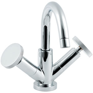 Ultra Reno Mono basin mixer with small spout and pop up waste.
