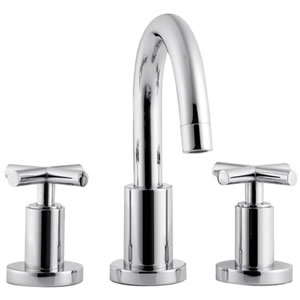 Ultra Helix X head 3 Tap hole basin mixer with small spout and pop up waste.