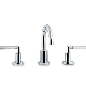 Ultra Helix Lever 3 Tap hole basin mixer with small spout and pop up waste.