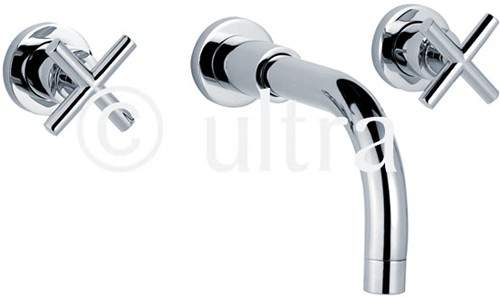 Ultra Helix X head 3 Tap hole wall mounted bath filler with small spout.
