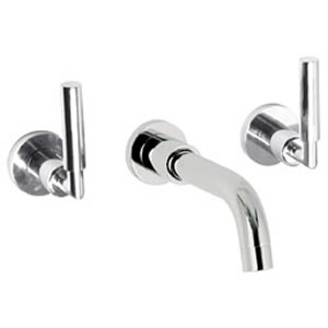 Ultra Helix Lever 3 Tap hole wall mounted bath filler with small spout.