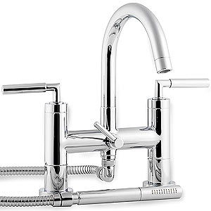 Ultra Helix Lever bath shower mixer small swivel spout and shower kit.