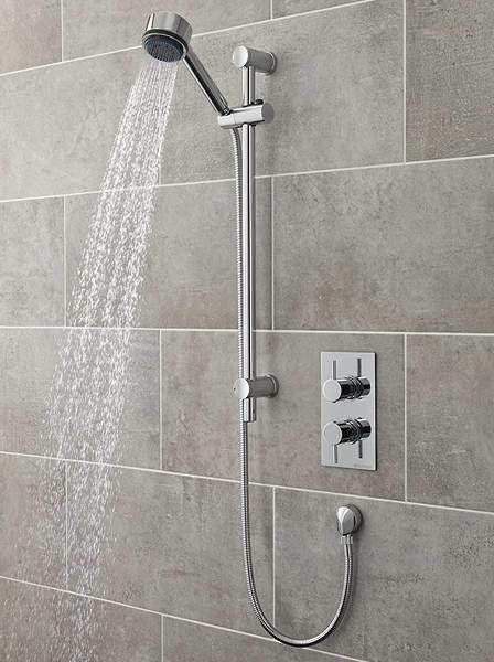 Pioneer Twin Concealed Thermostatic Shower Valve & Slide Rail Kit (Polymer).