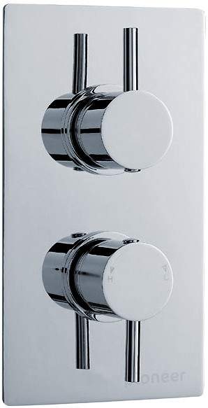 Pioneer Twin Concealed Thermostatic Shower Valve, Polymer & Chrome Trim Set.