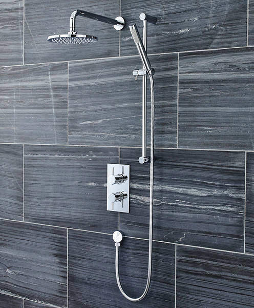 Pioneer Thermostatic Shower Valve With Diverter, Head & Slide Rail (Polymer).