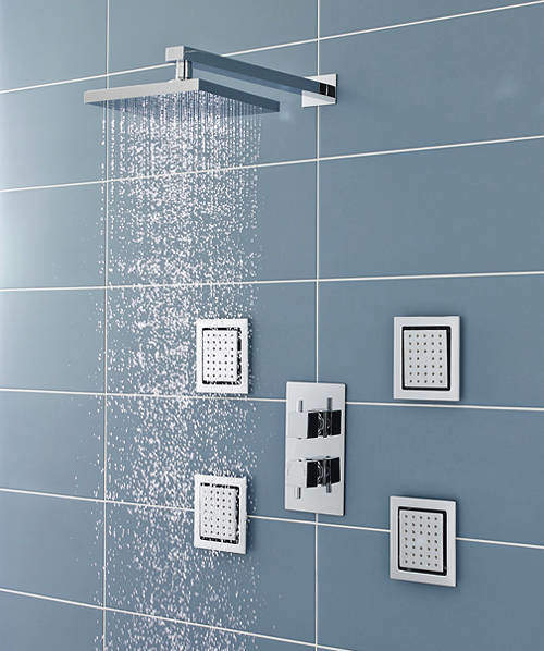 Pioneer Thermostatic Shower Valve With Diverter, Head & Body Jets (Polymer)