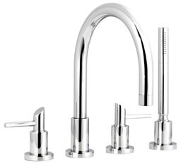 Ultra Scene 4 Tap hole bath shower mixer with swivel spout.