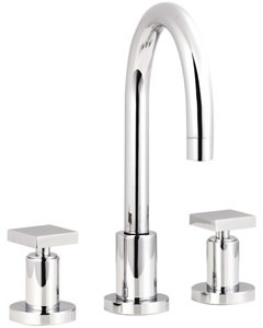 Ultra Milo 3 Tap hole basin mixer with swivel spout and pop up waste.