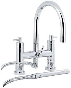 Ultra Horizon Bath shower mixer with swivel spout and shower kit.