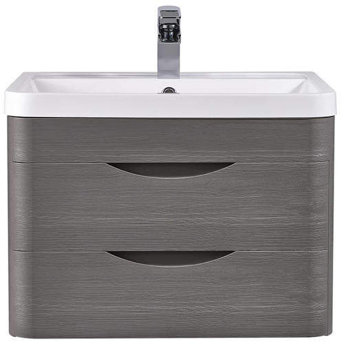 Premier Eclipse Wall Hung Vanity Unit & Basin 600mm (Grey Woodgrain).