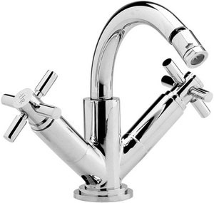 Hudson Reed Tec Cross head Mono Bidet Mixer with Pop Up Waste