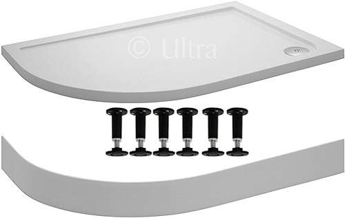 Ultra Pearlstone Easy Plumb Offset Quad Shower Tray. 1000x900x40mm (LH).