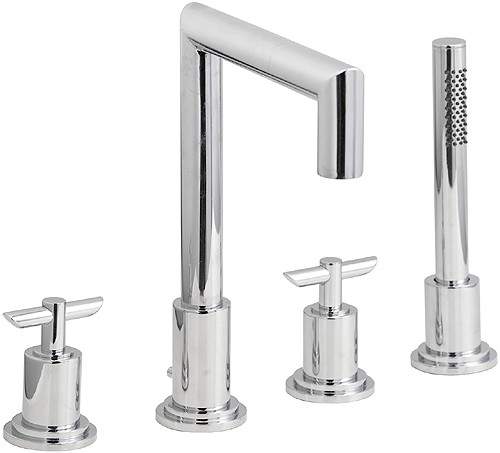 Hudson Reed P-zazz T-Bar 4 Tap Hole Bath Shower Mixer And Shower Kit.