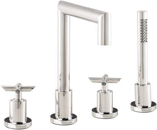 Hudson Reed P-zazz Cross Head 4 Tap Hole Bath Shower Mixer & Shower Kit.