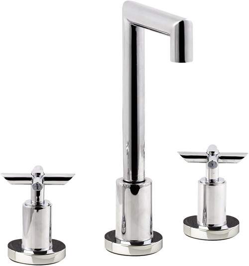 Hudson Reed P-zazz Cross Head 3 Tap Hole Basin Mixer, Pop Up Waste.