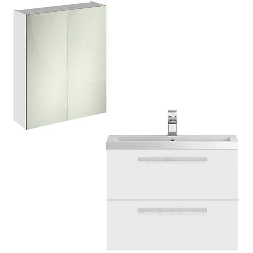Hudson Reed Quartet Wall Hung Vanity Unit Pack With Cabinet (Gloss White).