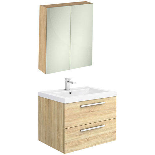 Hudson Reed Quartet Wall Hung Vanity Unit Pack With Cabinet (Natural Oak).