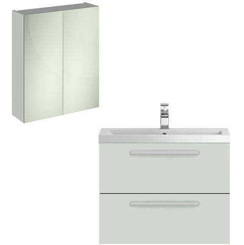Hudson Reed Quartet Wall Hung Vanity Unit Pack With Cabinet (Grey Mist).