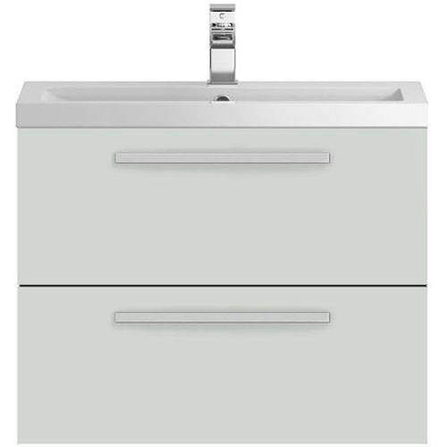 Hudson Reed Quartet Wall Vanity Unit & Basin 720mm (Gloss Grey Mist).