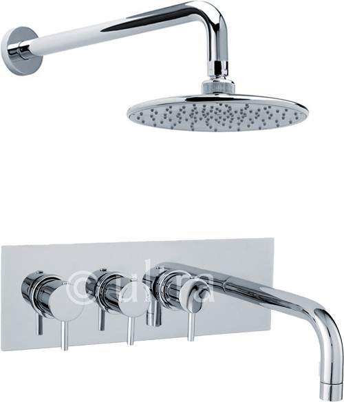 Nuie Quest Thermostatic Triple Bath Filler Tap With Shower Head & Arm.