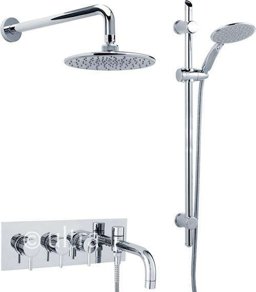 Nuie Quest Thermostatic Bath Filler Tap, Slide Rail Kit, Shower Head & Diverter.