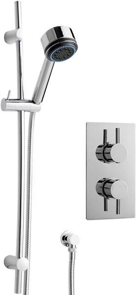 Nuie Quest Twin Thermostatic Shower Valve, Slide Rail & Handset.