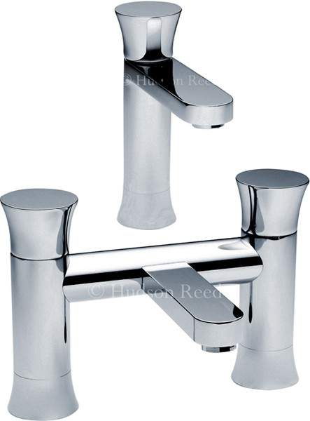 Hudson Reed Quill Basin Mixer & Bath Filler Tap Set (Chrome).