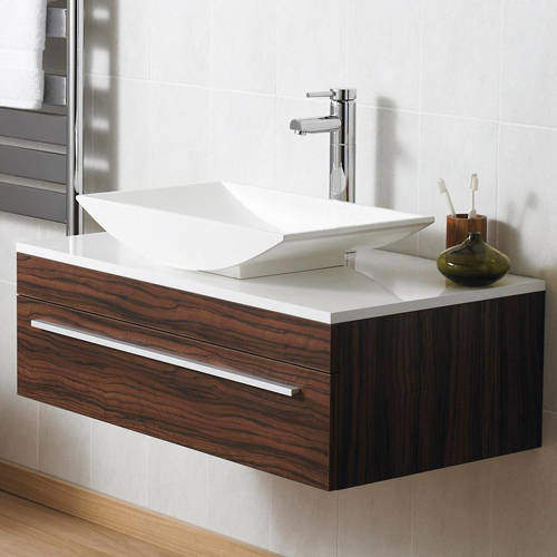 Ultra Furniture Equity Vanity Unit & Freestanding Basin (Walnut, Wall Hung).