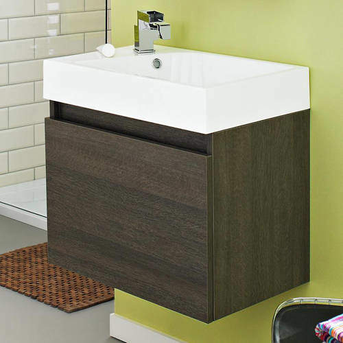 Ultra Furniture Zone Wall Mounted Vanity Unit & Basin (Dark Oak).