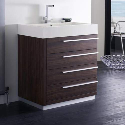 Hudson Reed Sequence 750 Wall Hung Vanity Unit With Basin & Drawers (Walnut).